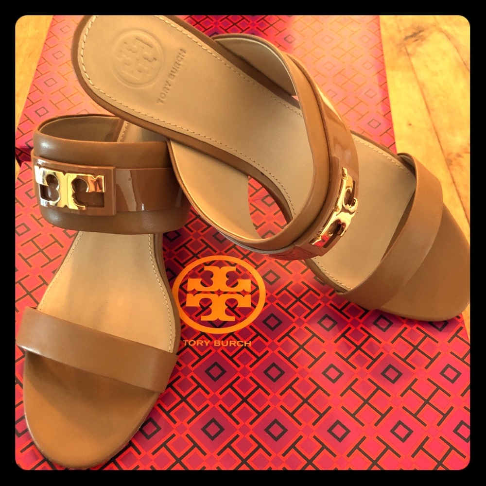 Tory Burch Royal Tan wedge sandals Great condition